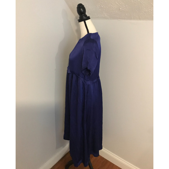 Anthropologie Maeve Jimena Short-Sleeve Sapphire Blue Midi Dress - Extra Small - Picture 2 of 11